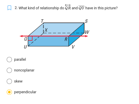 2. What kind of relationship do QR and QU have in