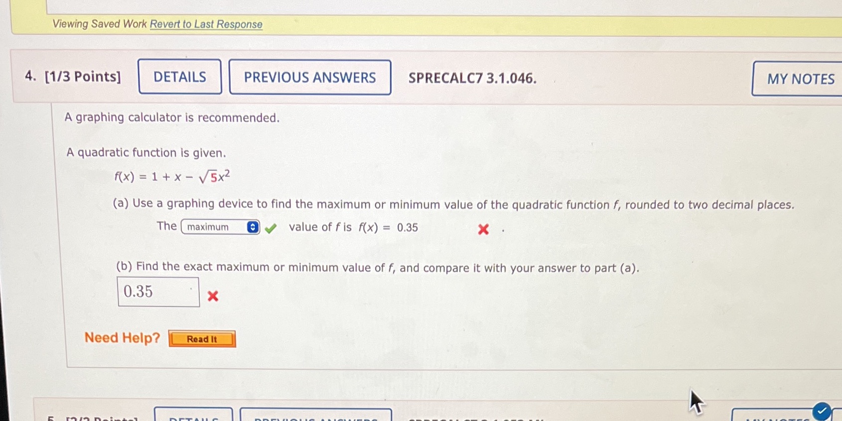 Viewing Saved Work Revert to Last Response 4.