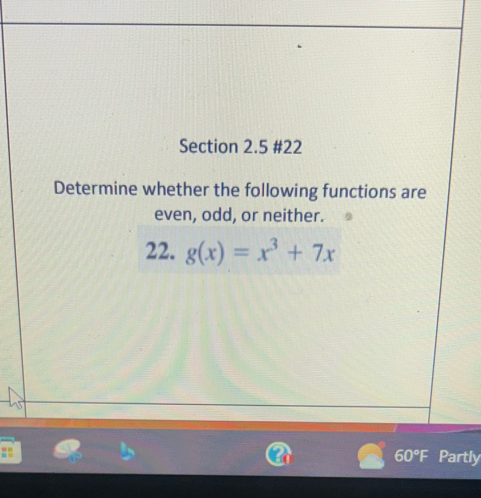 Resolve Section 2.5 #22 Determine whether the
