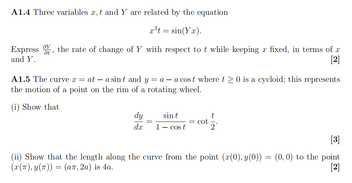 A1.4 Three variables 35,1: and Y are related by