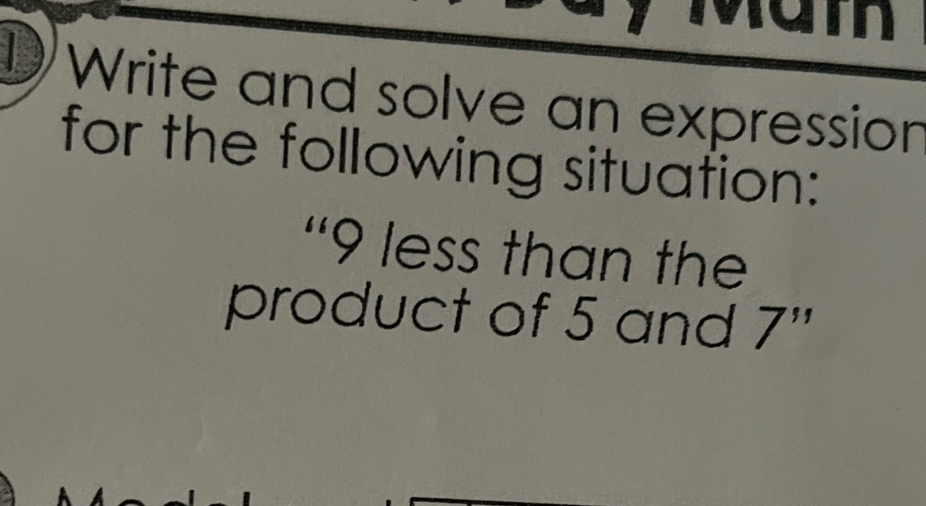 Main Write and solve an expression for the