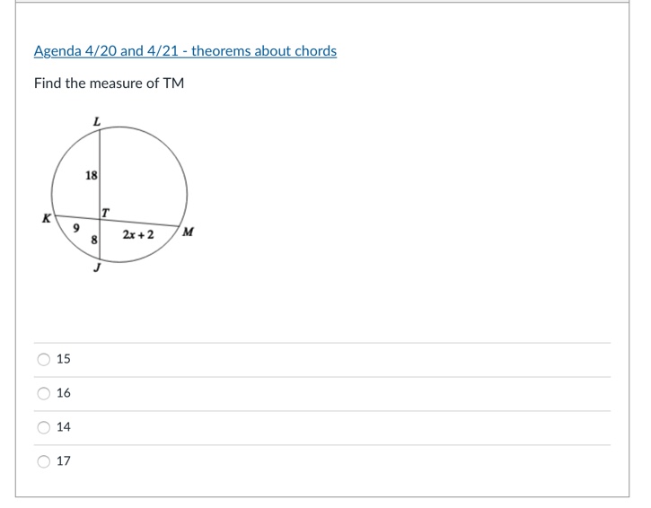 solve the problem please Agenda 4/20 and 4/21 -