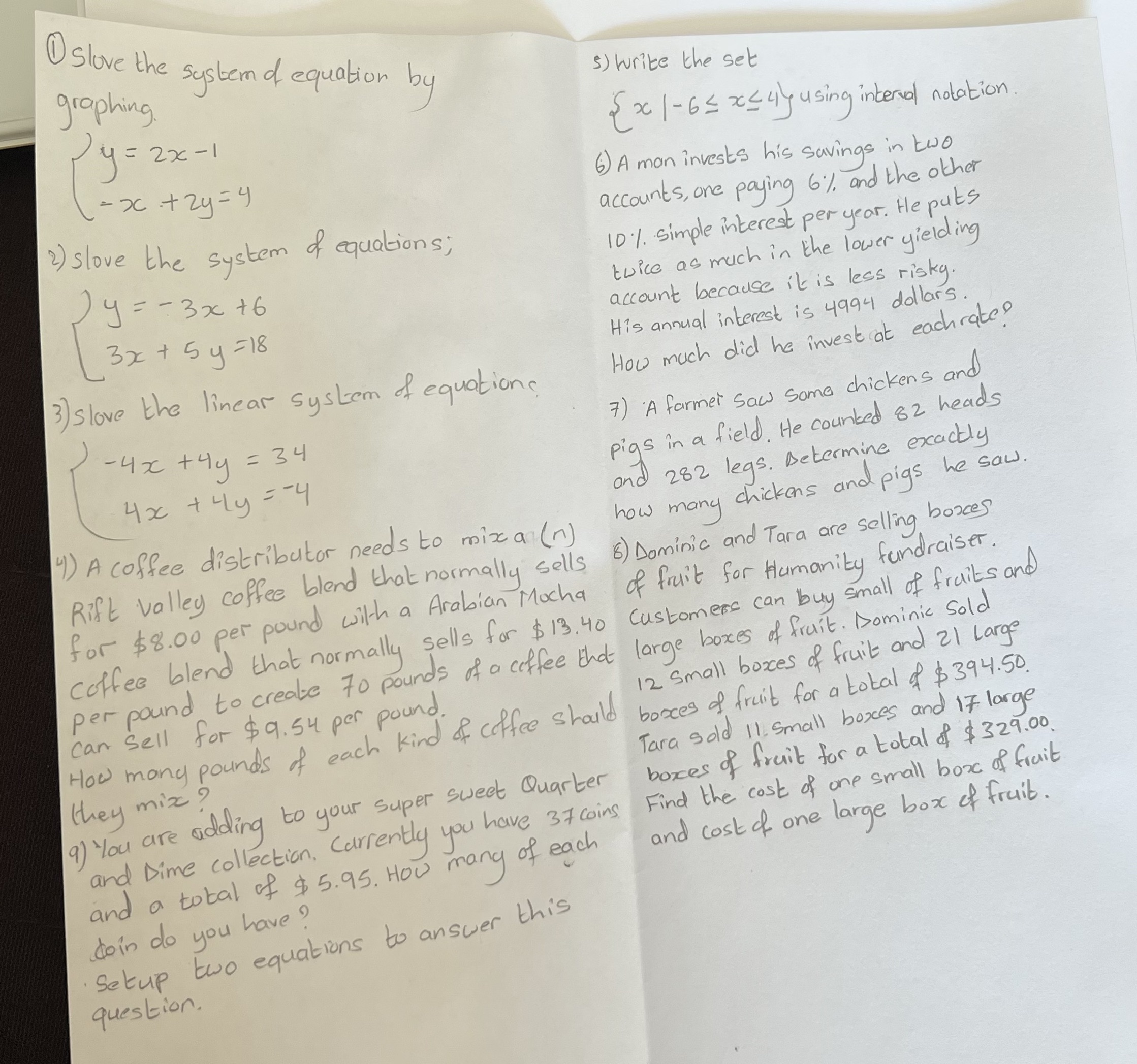 Islove the system of equation by graphing. s)