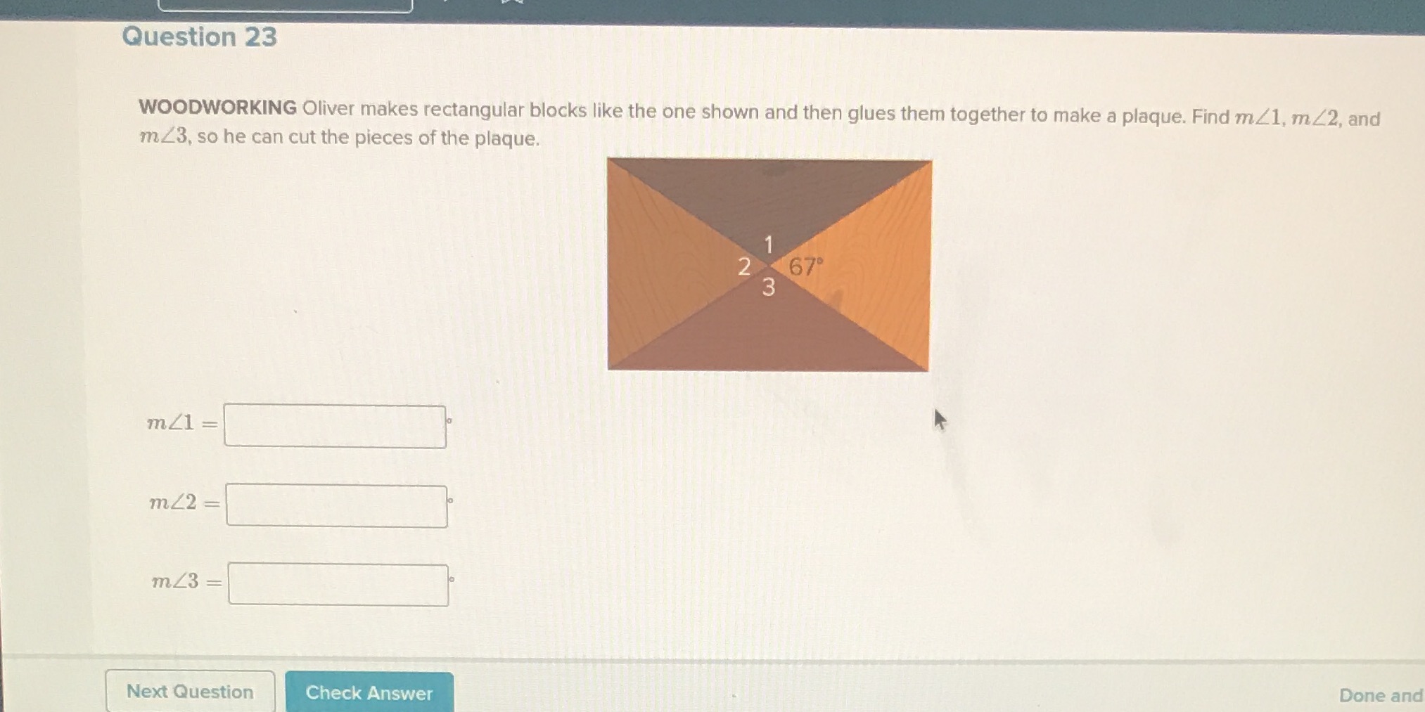 Question 23 WOODWORKING Oliver makes rectangular