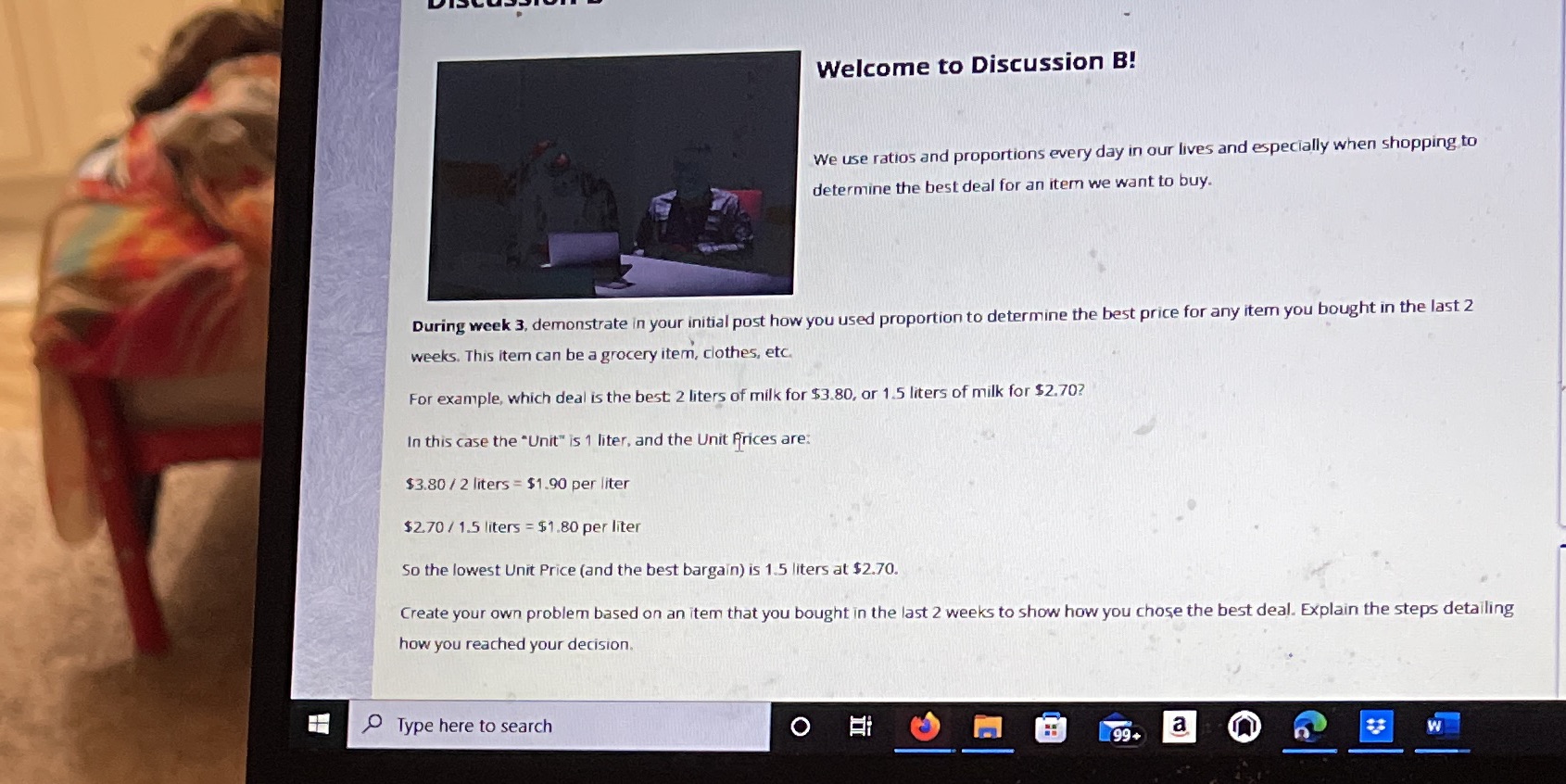 Welcome to Discussion B! We use ratios and