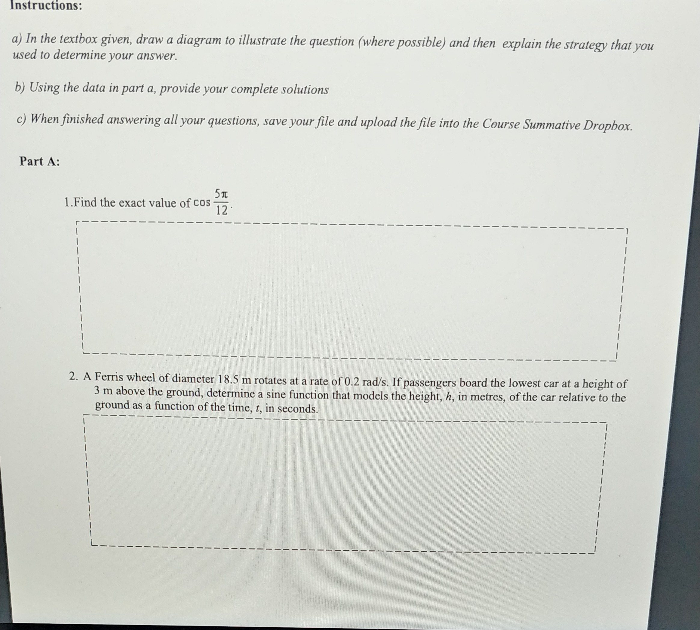 Instructions: a) In the textbox given, draw a