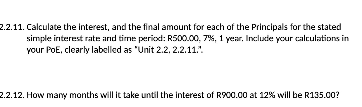 2.2.11. Calculate the interest, and the nal