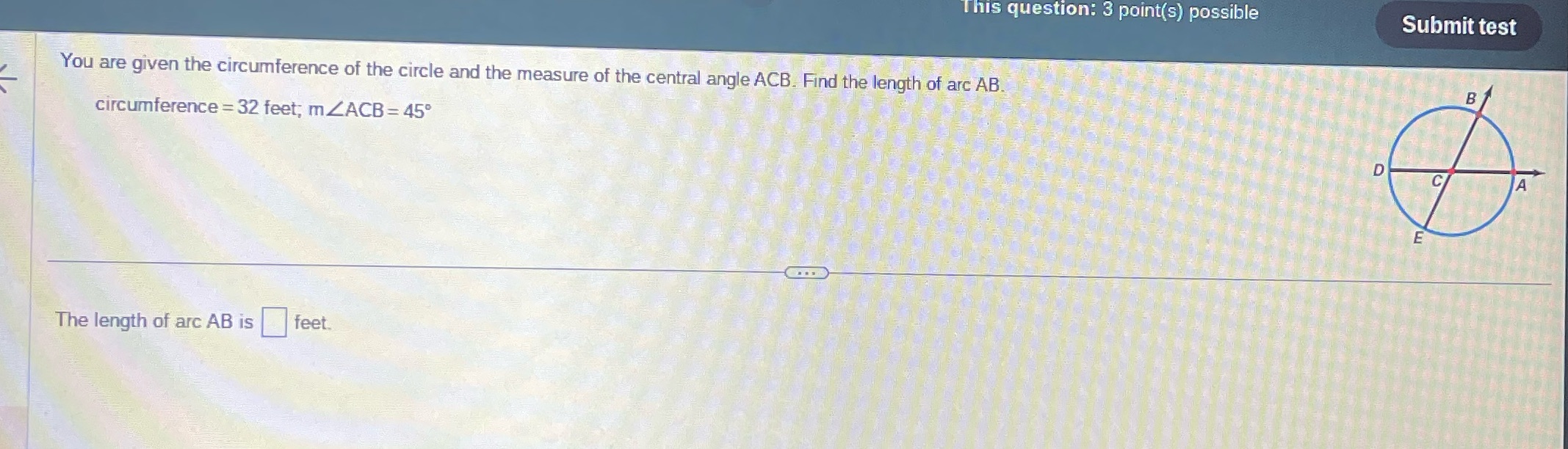 This question: 3 point(s) possible Submit test