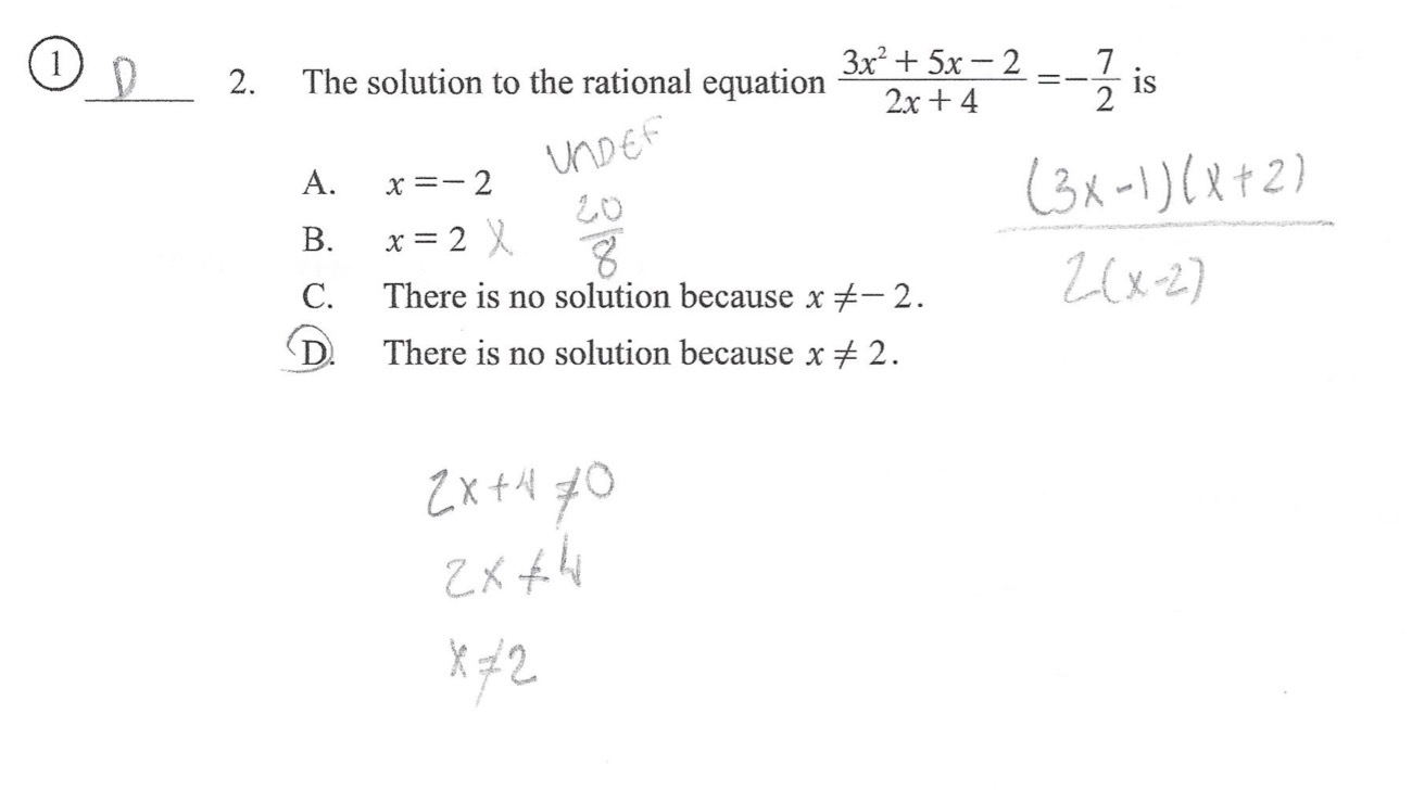 O 2. The solution to the rational equation 3x2 +
