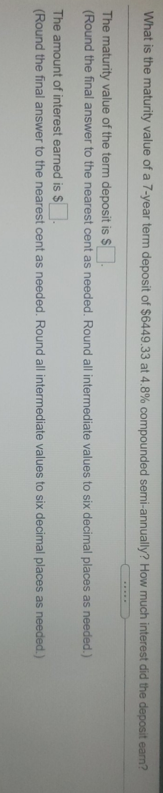 answer please What is the maturity value of a