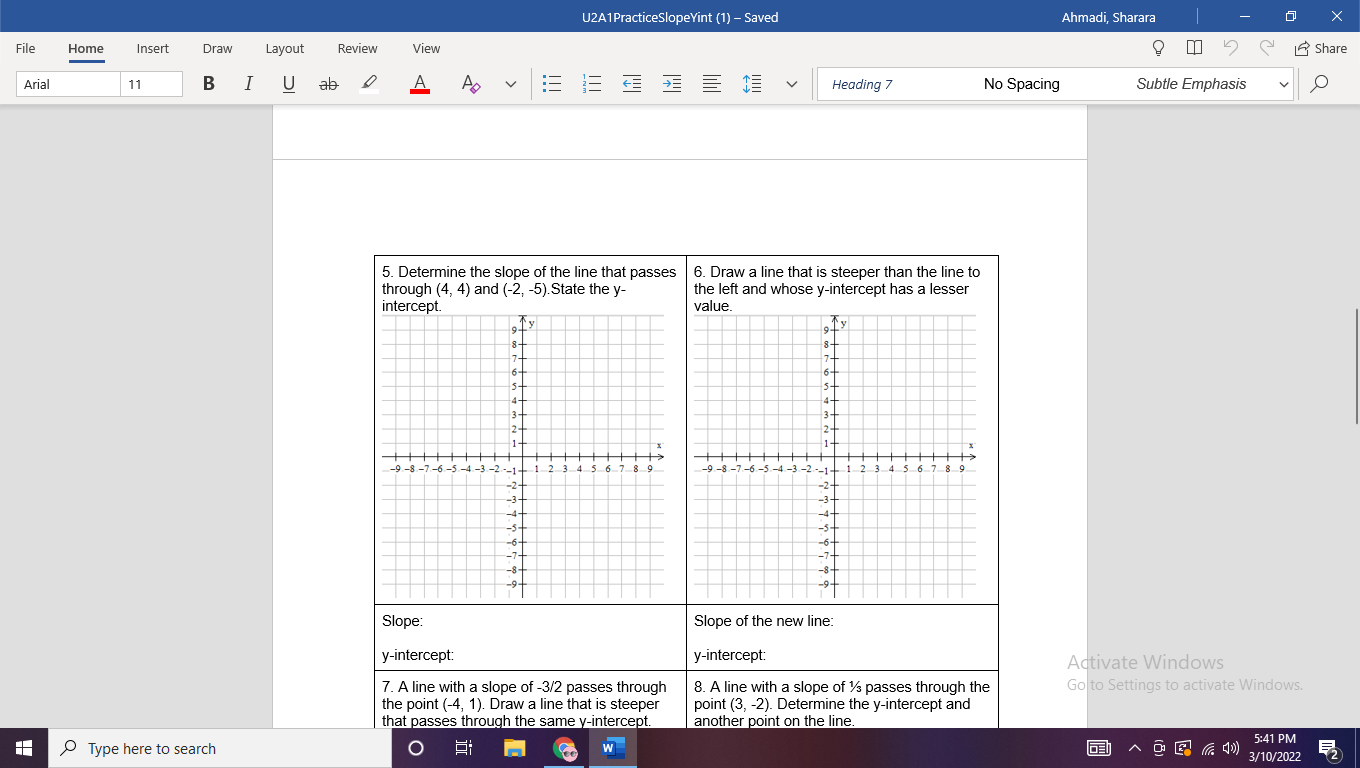 complete the questions. U2A1PracticeSlopeYint (1)