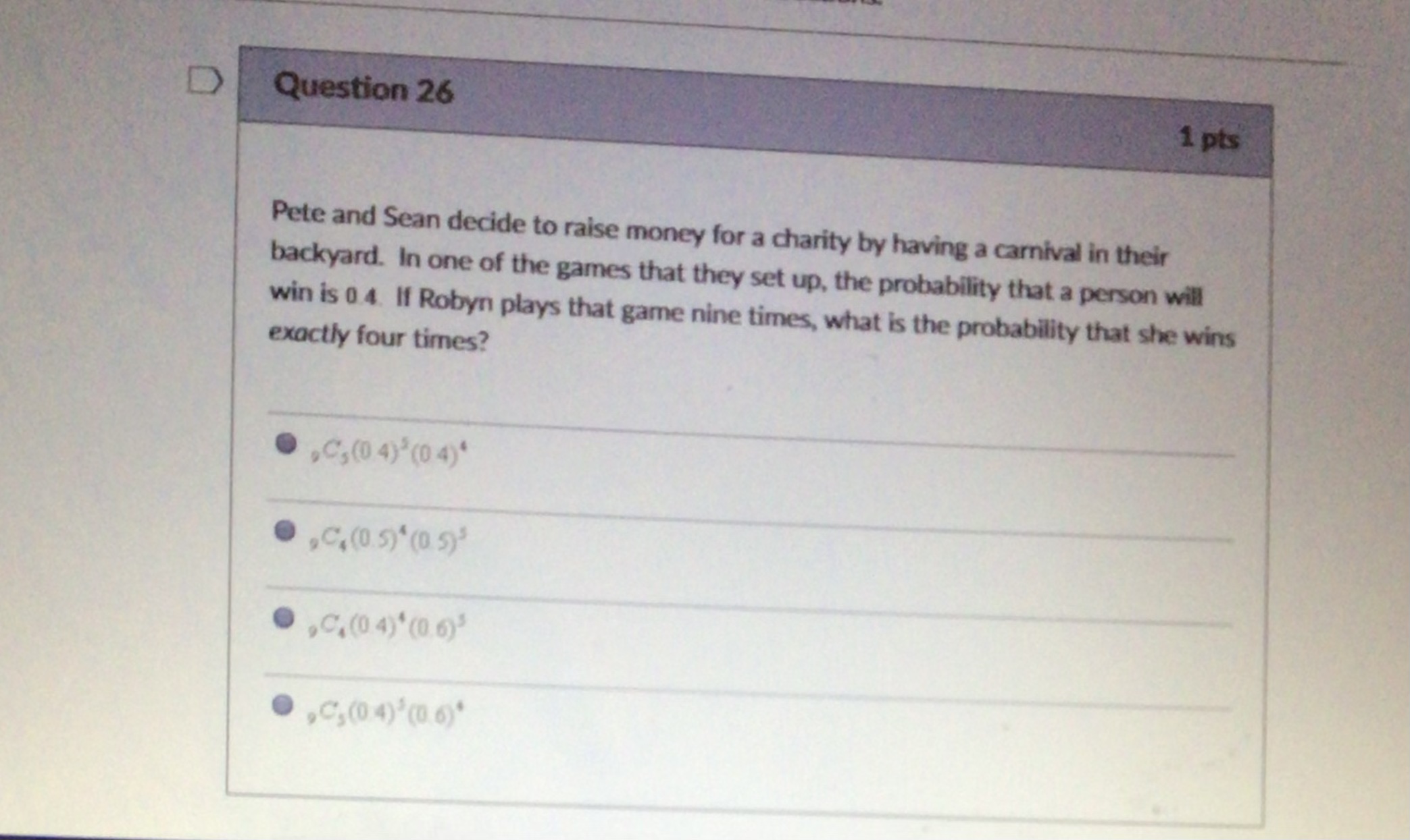 D Question 27 1 pts Two dice are tossed. What is