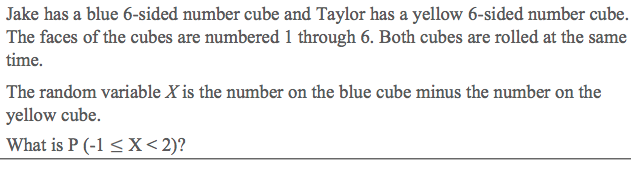 Jake has a blue 6-sided number cube and Taylor