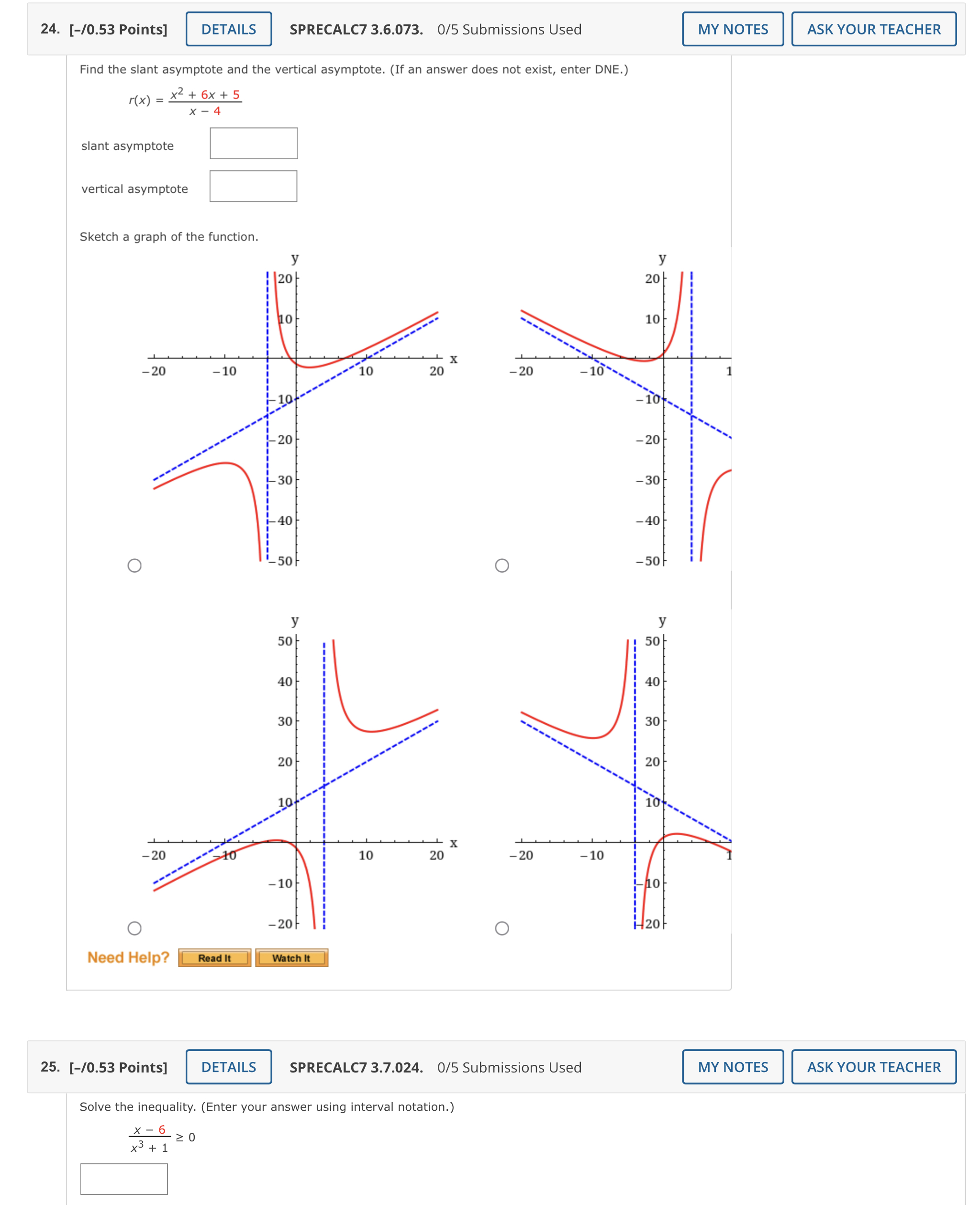 24. [-/0.53 Points] DETAILS SPRECALC7 3.6.073.