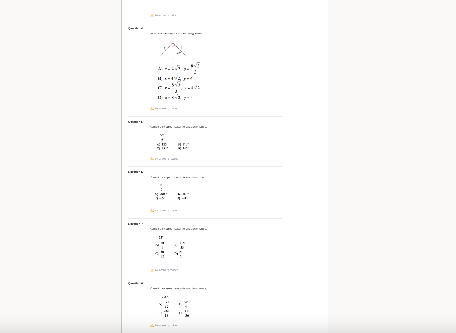 Determine the value of the trigonometric ratio.