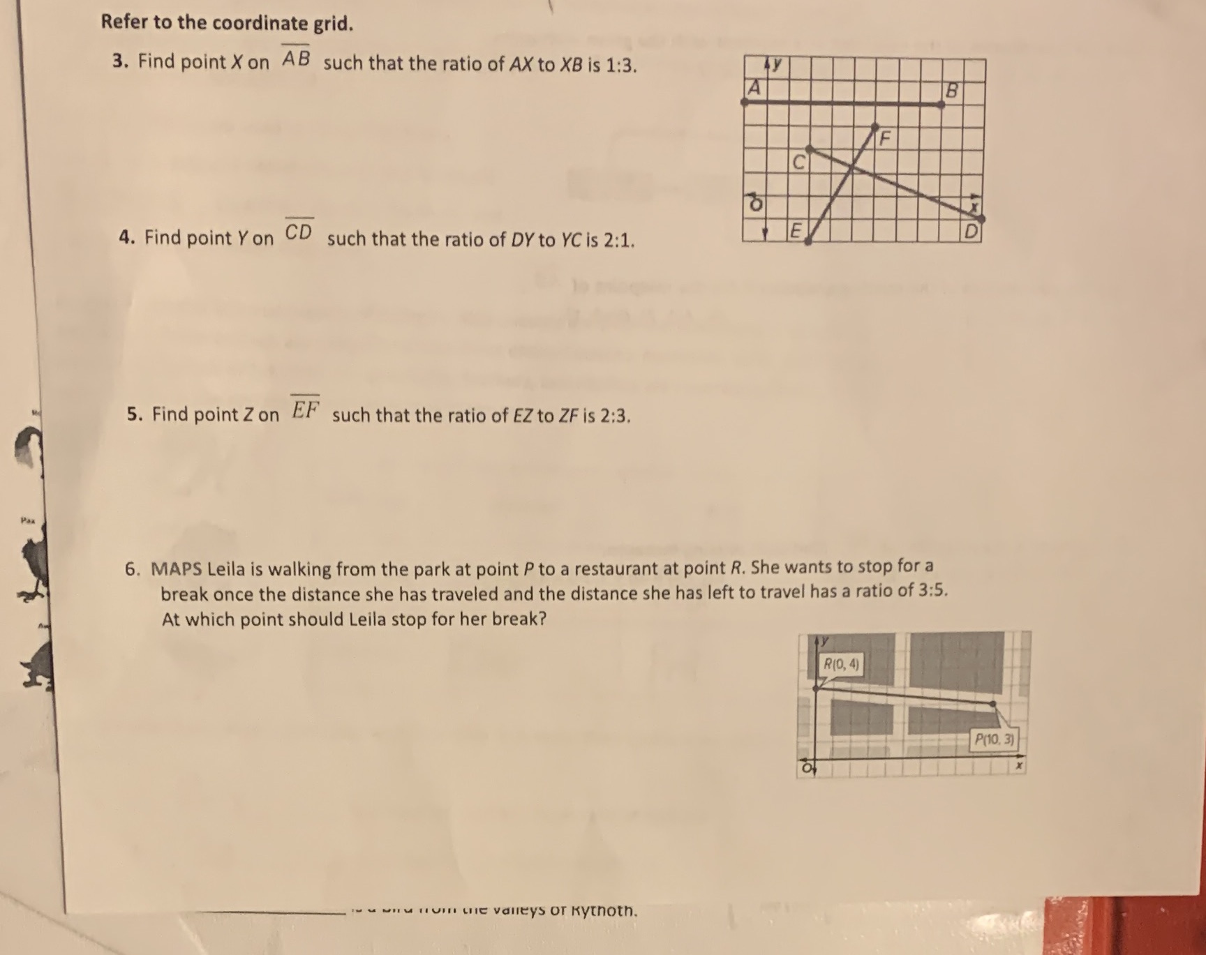 Refer to the coordinate grid. 3. Find point X on