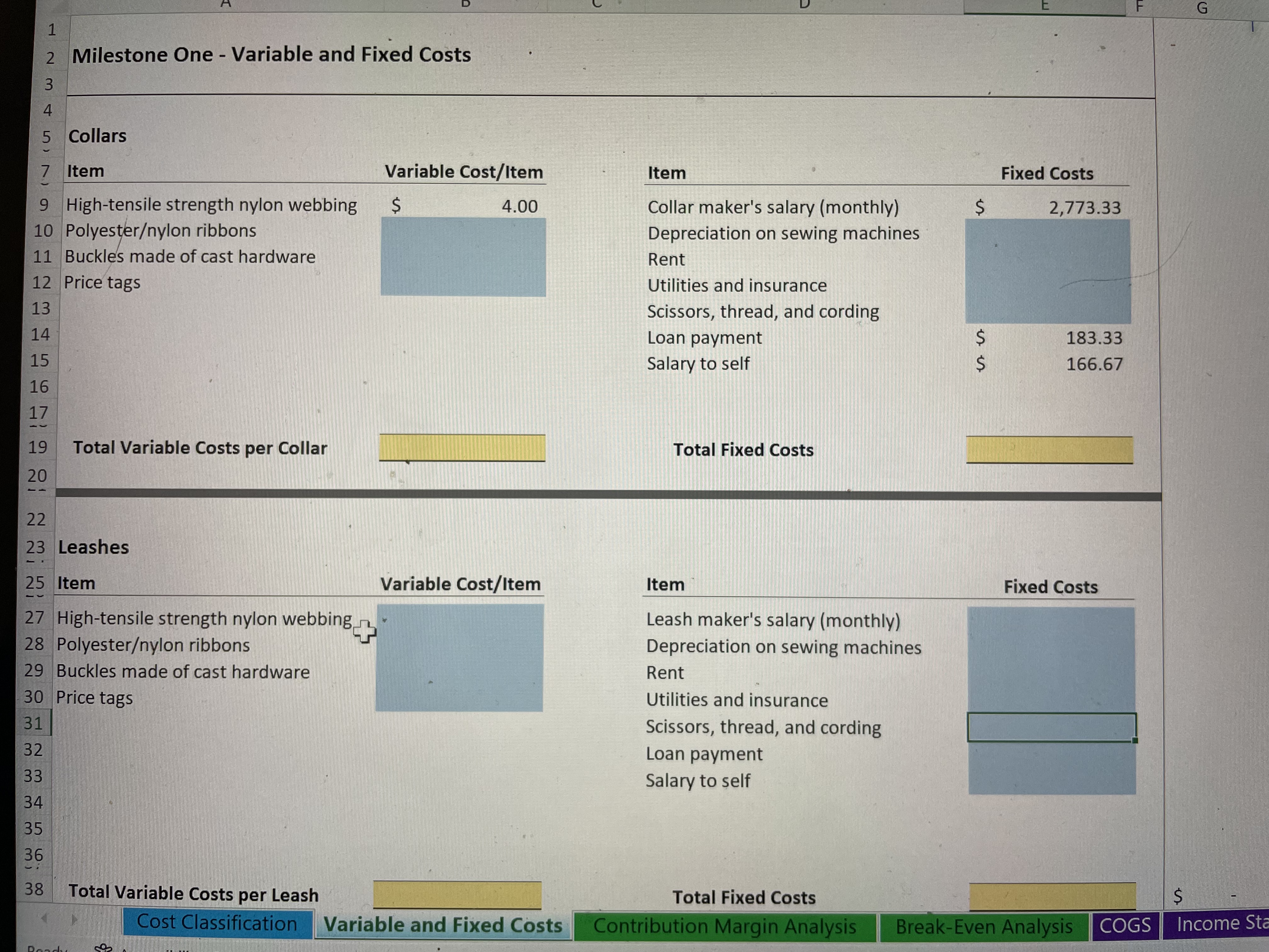 snhu ACC 202 Milestone One: Operational Costs
