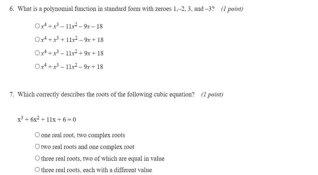 1- Classify 4x5 + 2x4 5x3 + 12 by number of