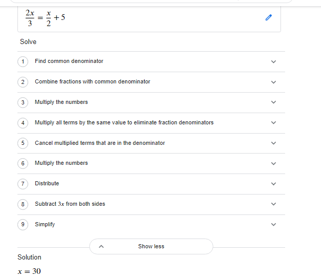 2x NIK 3 + 5 Solve 1 Find common denominator 2