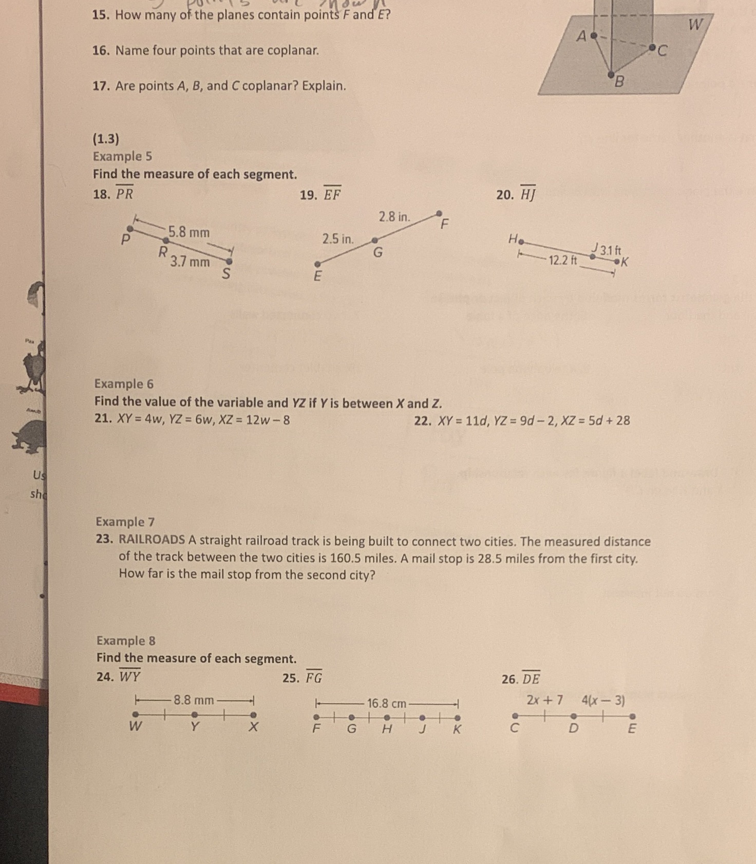 15. How many of the planes contain points F and
