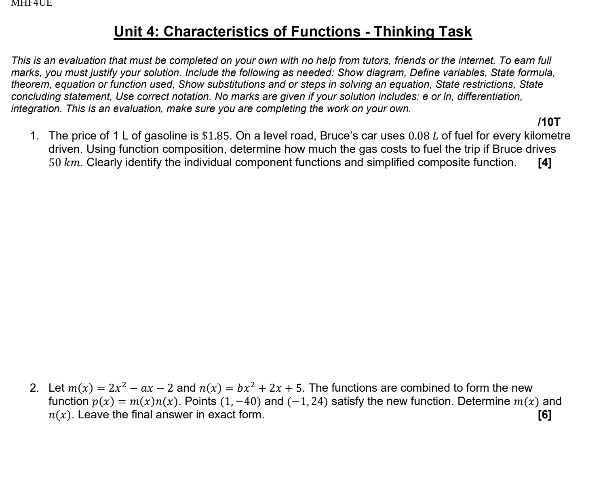 Only number 2 MHIQUE Unit 4: Characteristics of