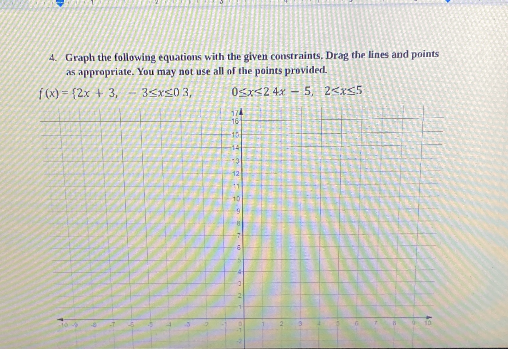 4. Graph the following equations with the given