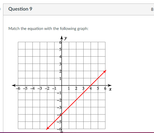 Question 9 8 Match the equation with the