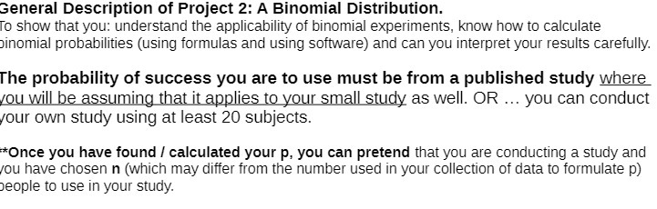 General Description of Project 2: A Binomial