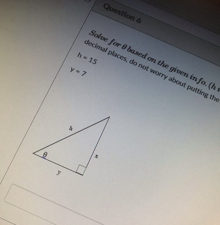 QUESTION 6 Question 6 Solve for 0 based on the