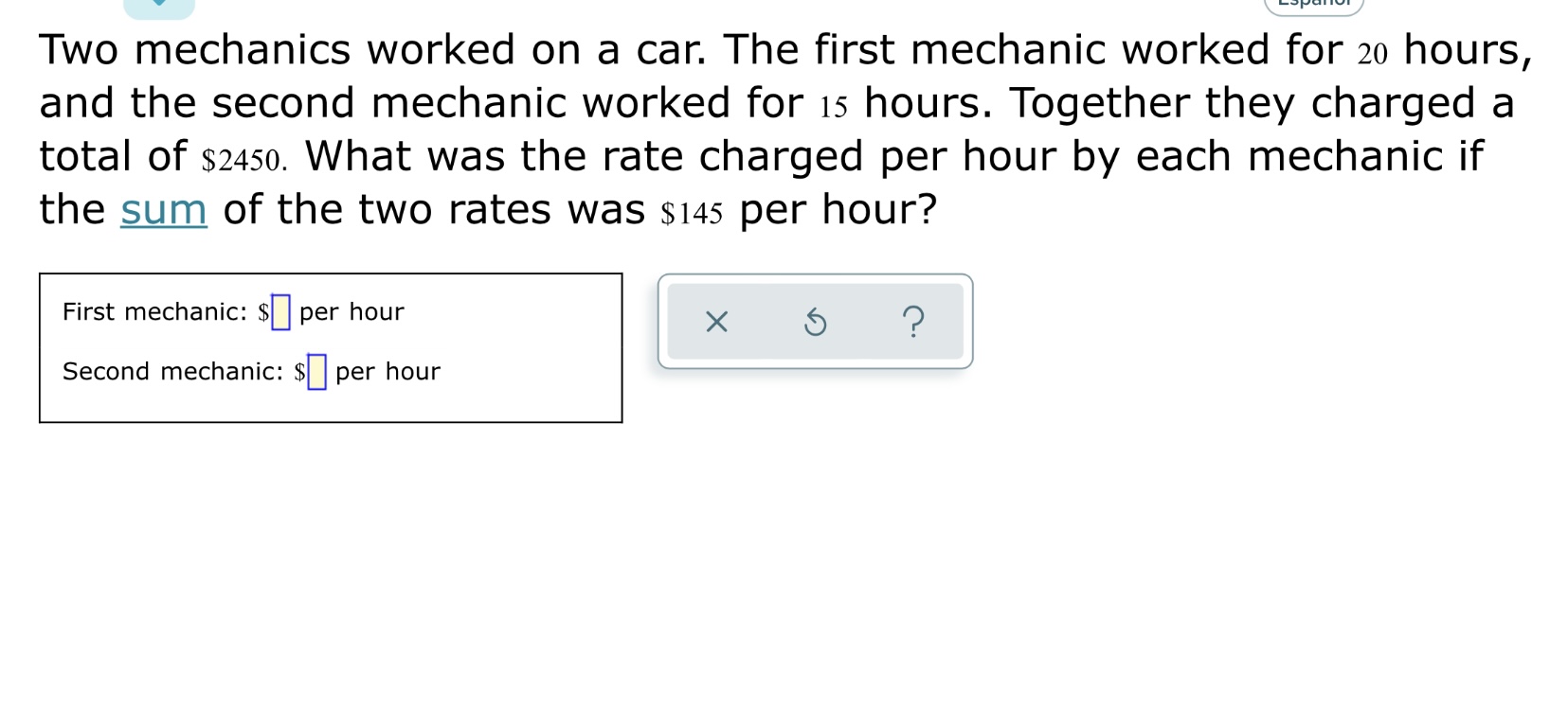 v i LLLLLLLL Two mechanics worked on a car. The