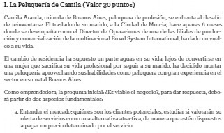 I. La Peluqueria de Camila (Valor 30 puntos)