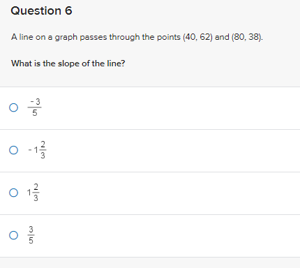 Question 6 A line on a graph passes through the