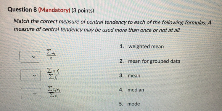 Answer the question below Question 8 (Mandatory)