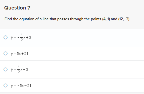 Question 6 A line on a graph passes through the