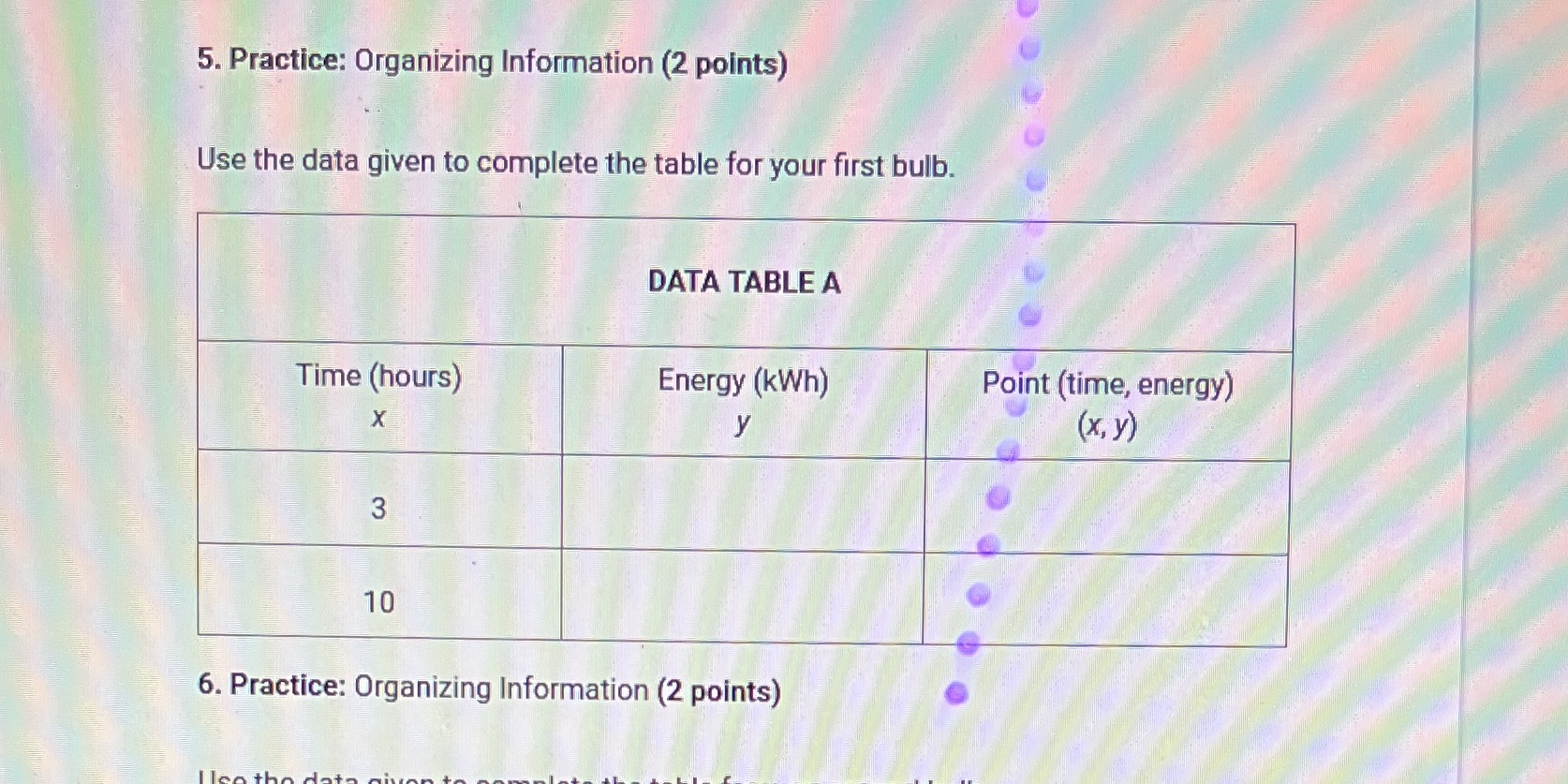 5. Practice: Organizing Information (2 points)
