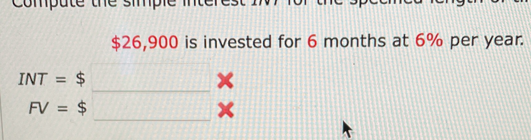 compute the simple Intel $26,900 is invested for