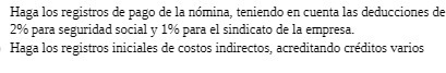 Haga los registros de pago de la nomina, teniendo