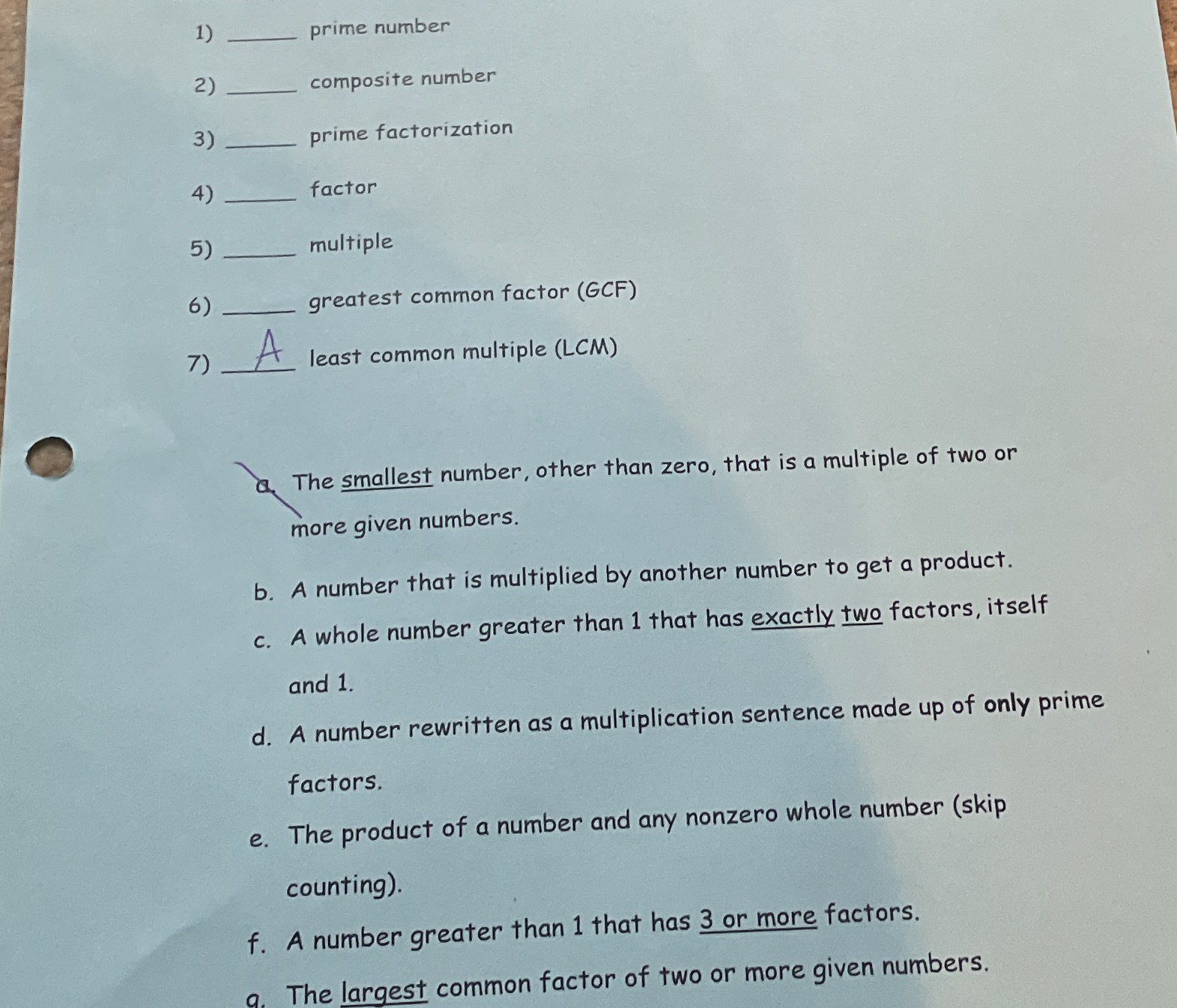 1) prime number 2) composite number 3) prime