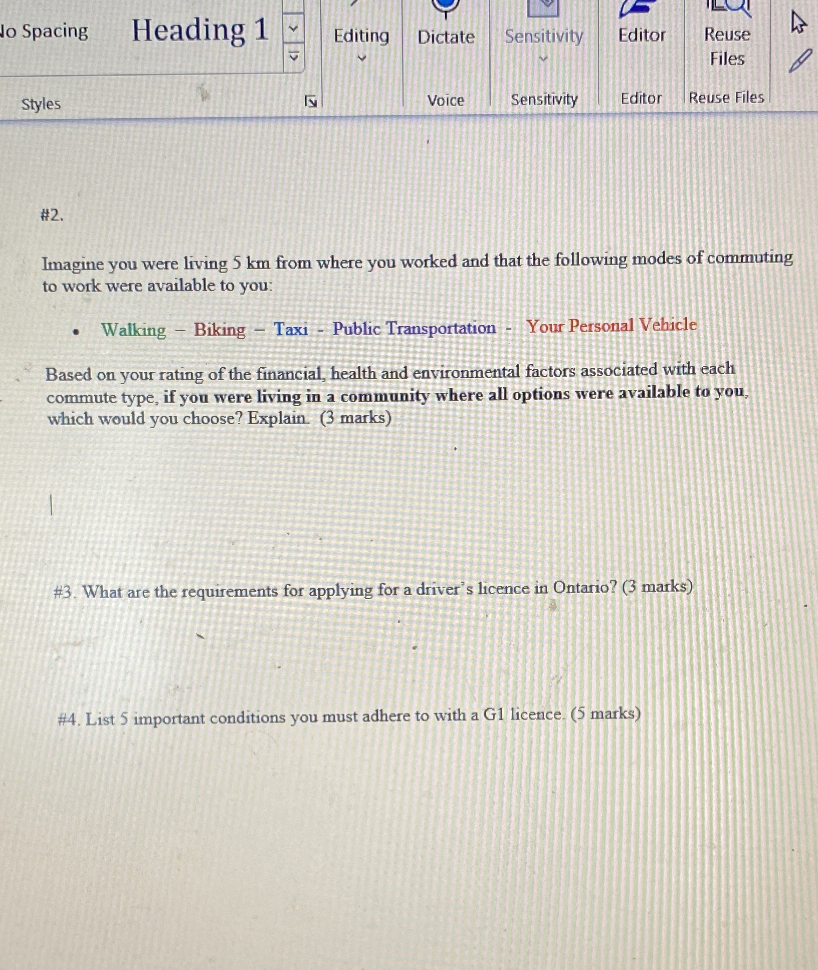 lo Spacing Heading 1 v Editing Dictate