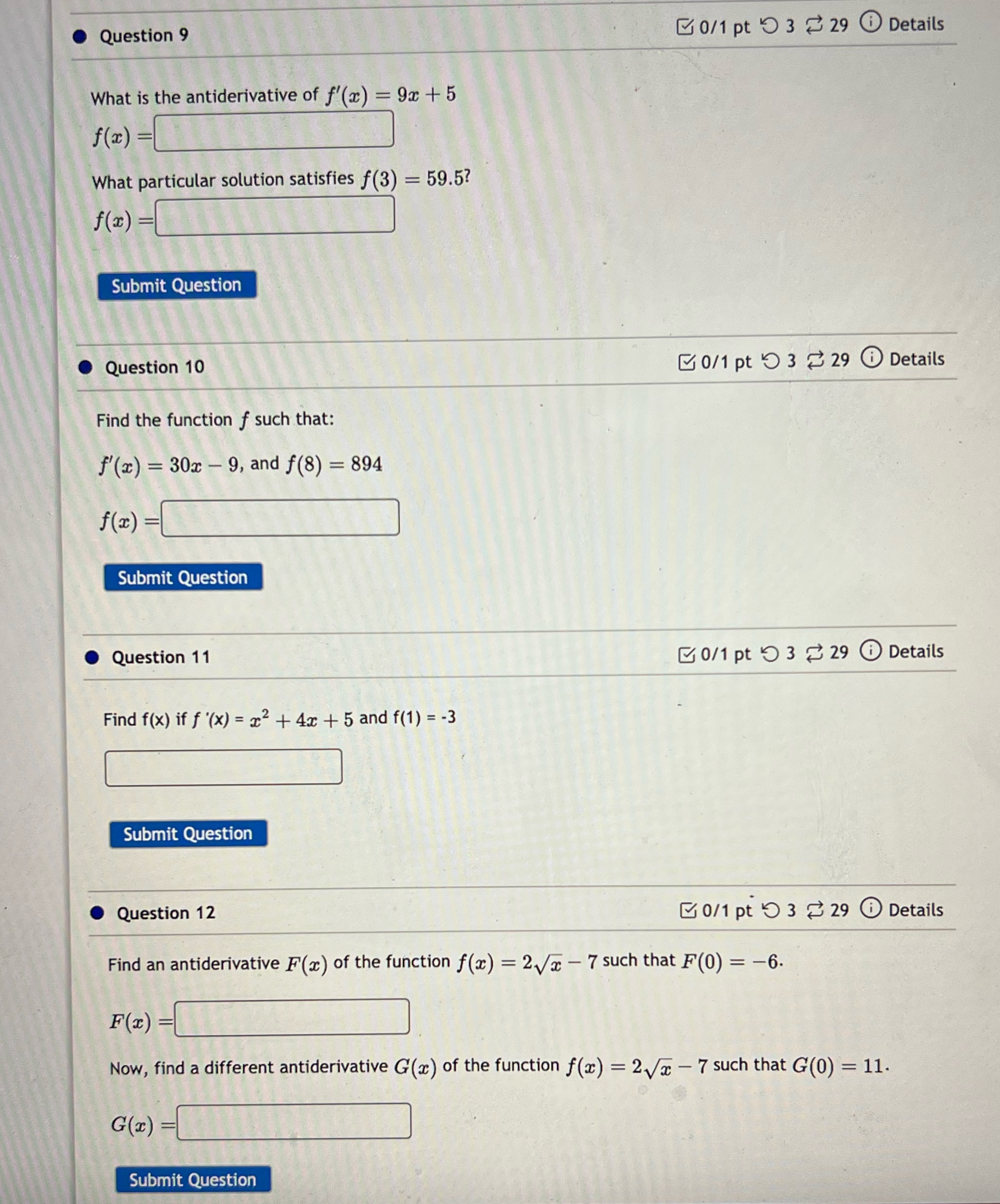 Question 9 0/1 pt 9 3 29 0 Details What is the