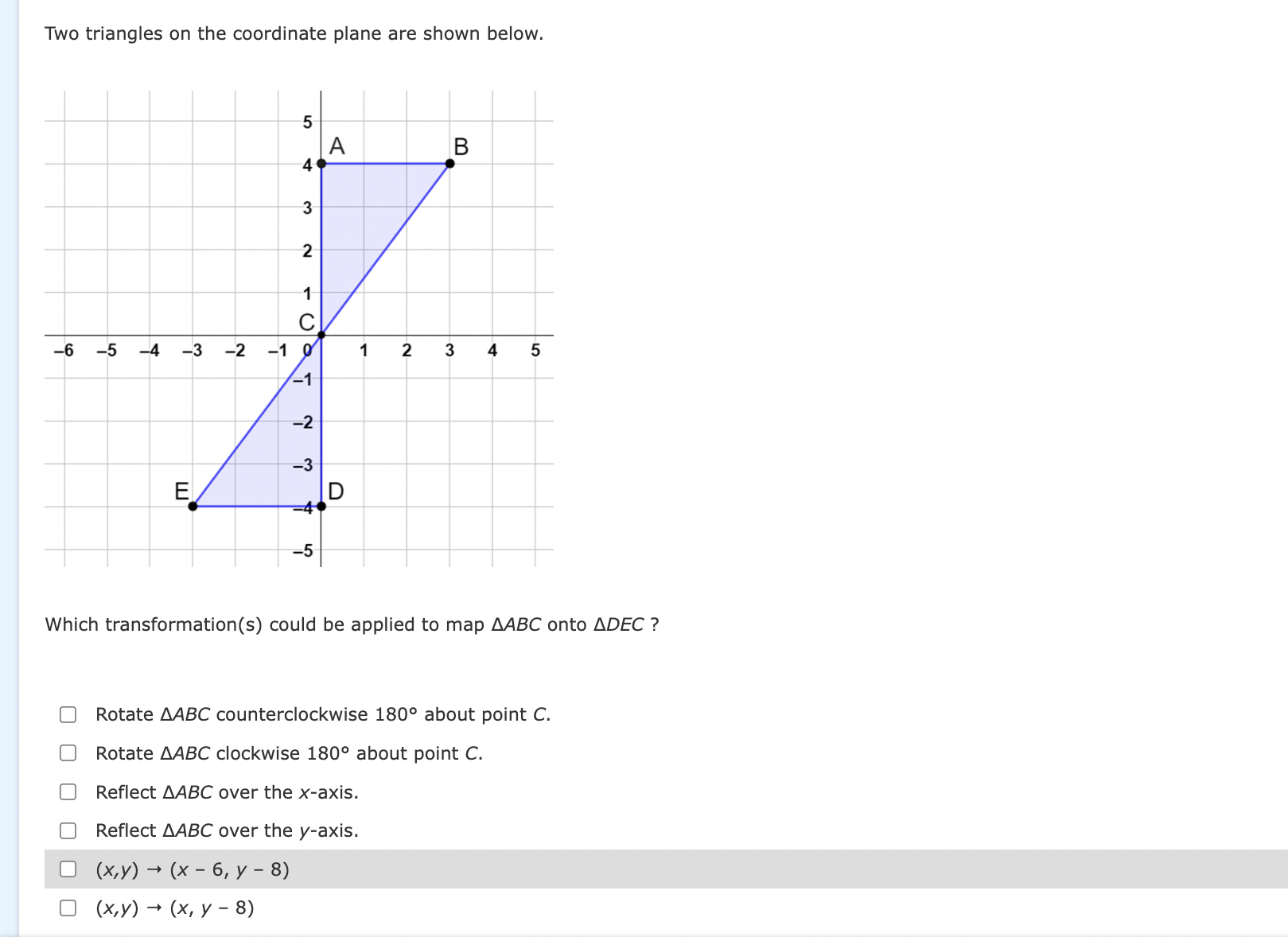 Two triangles on the coordinate plane are shown