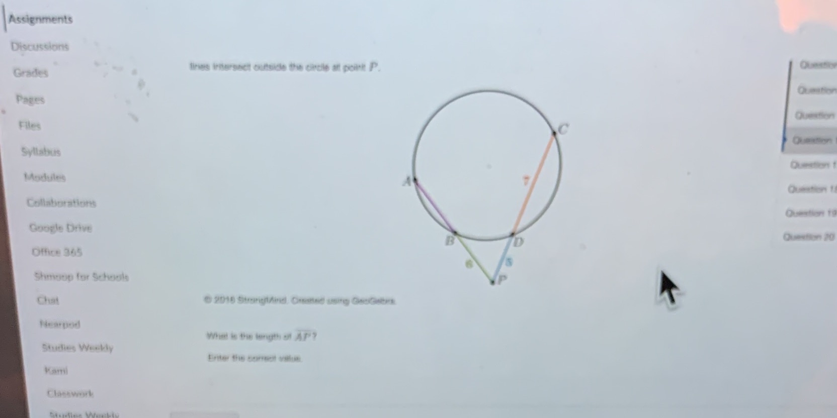 Assignments Discussions Grades tires intersect