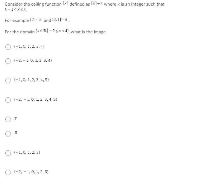 Consider the ceiling function Ix1 defined as