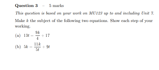 Question 3 - 5 marks This question is based on