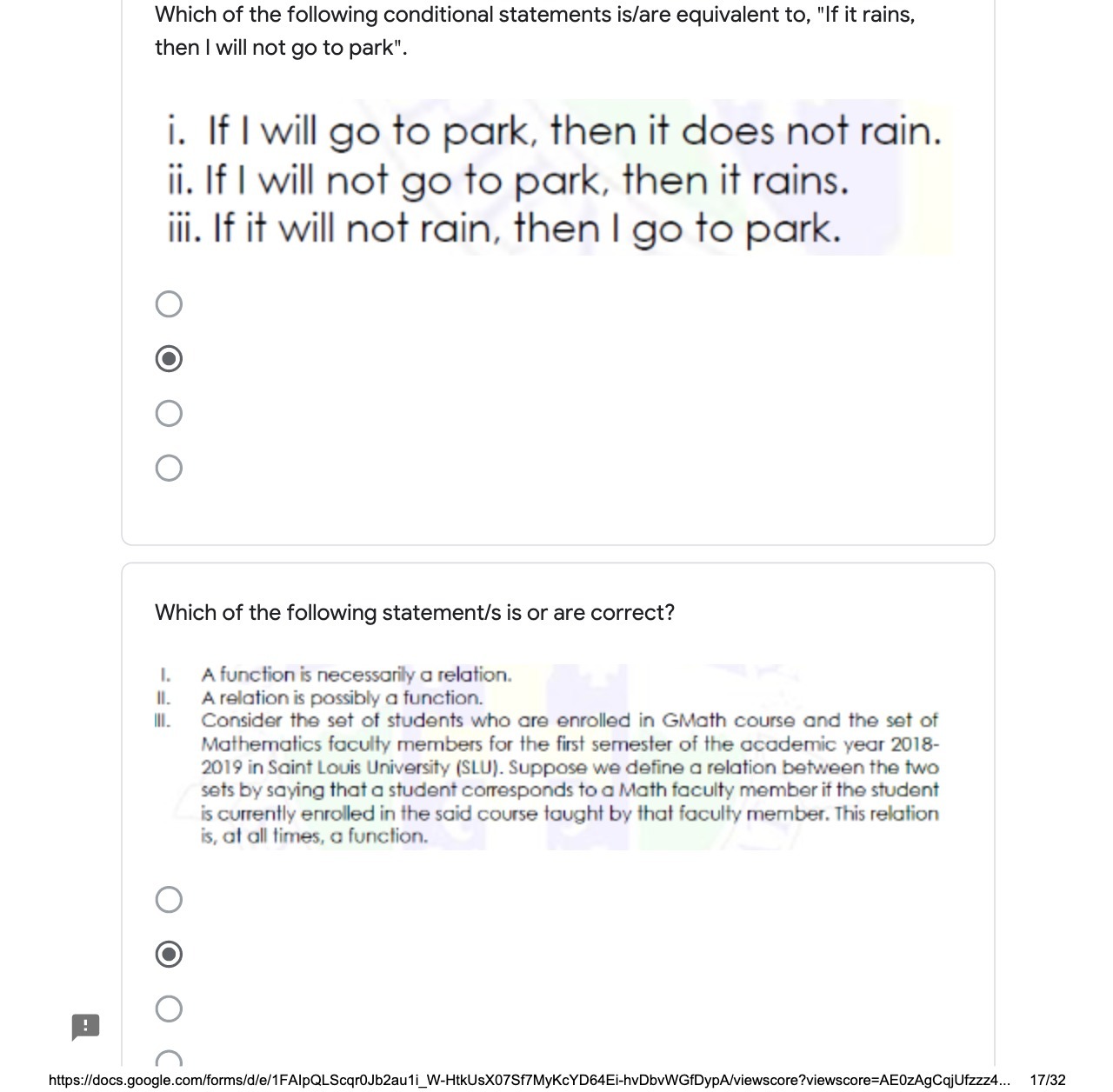 Which of the following conditional statements