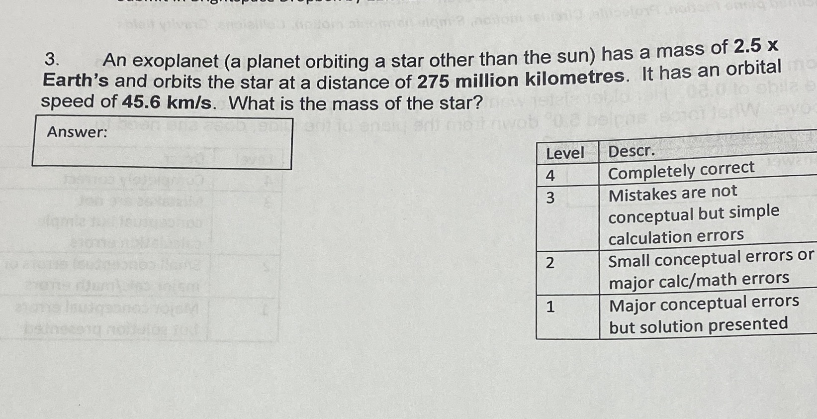 3 . An exoplanet (a planet orbiting a star other