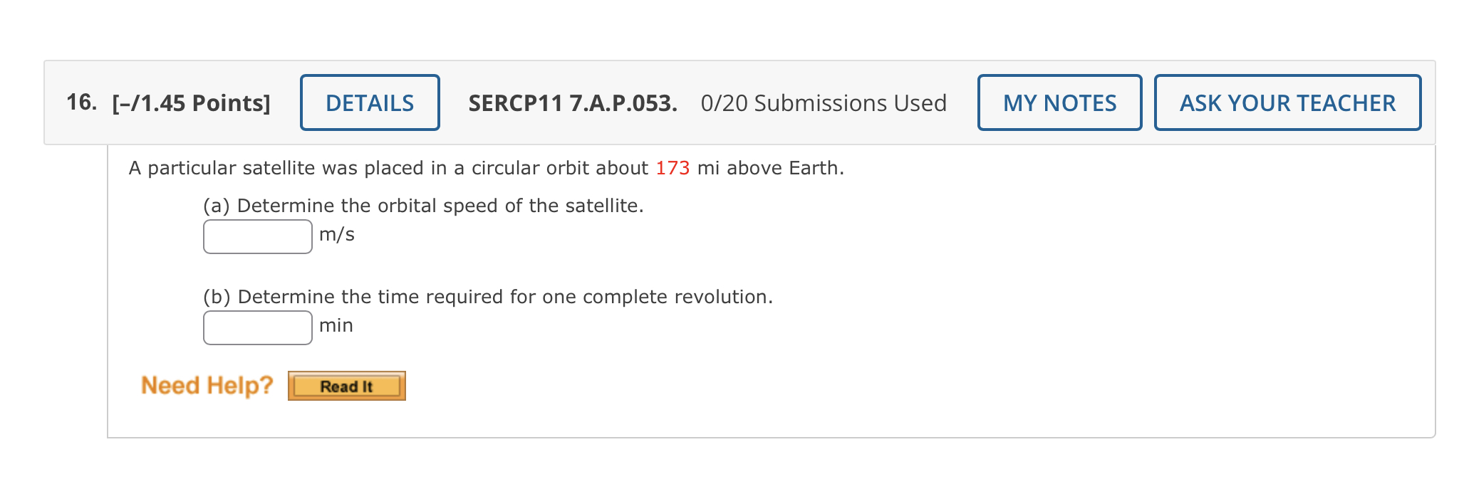 16. [-l1.45 Points] DETAILS SERCP11 7.A.P.053.