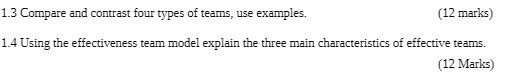 1.3 Compare and contrast four types of teams, use