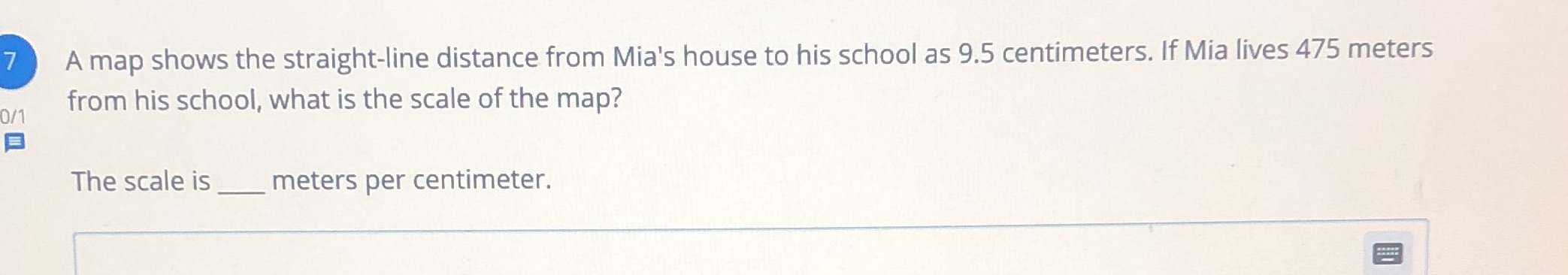 D A map shows the straight-line distance from