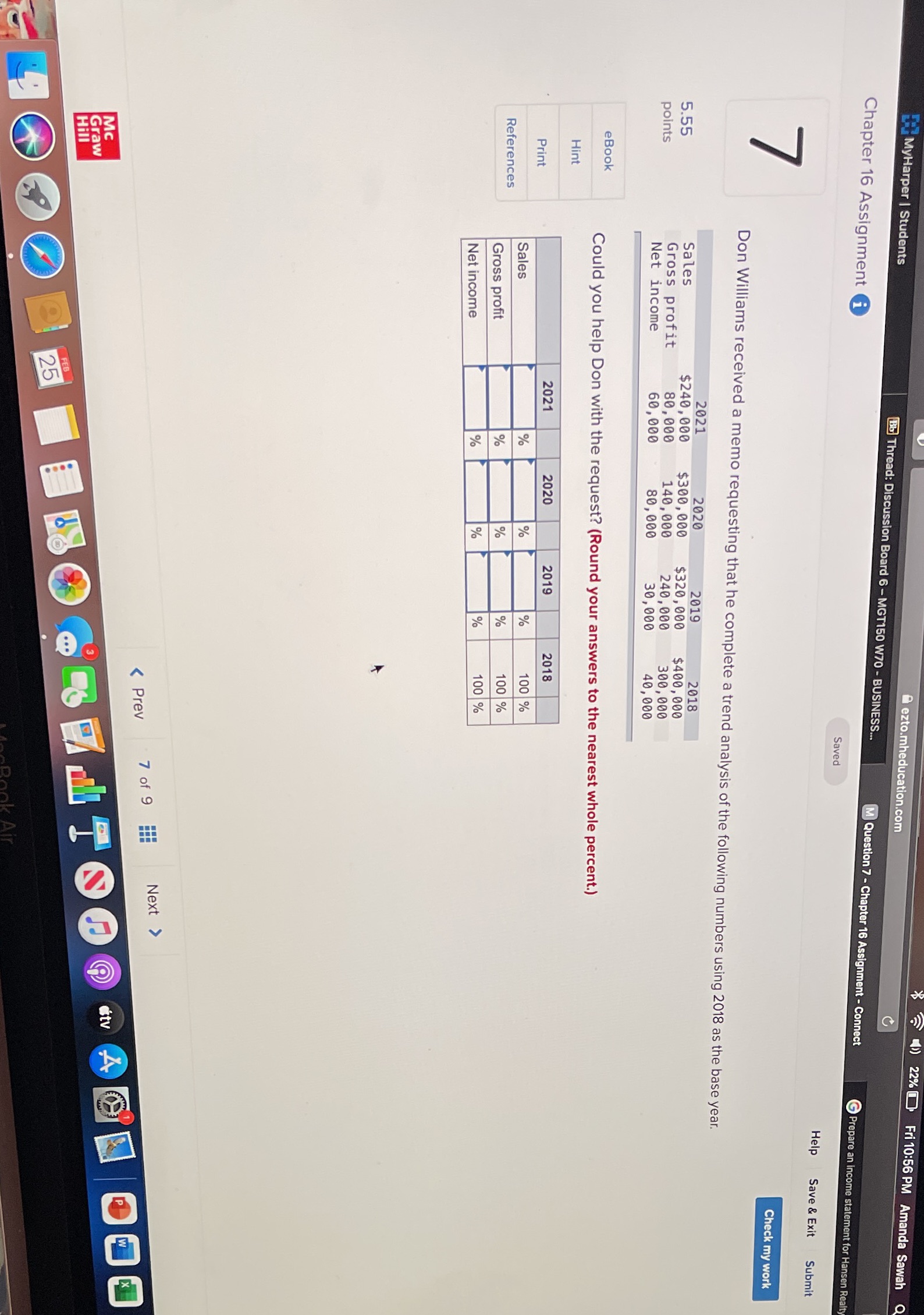 MyHarper | Students ezto.mheducation.com 22% Fri